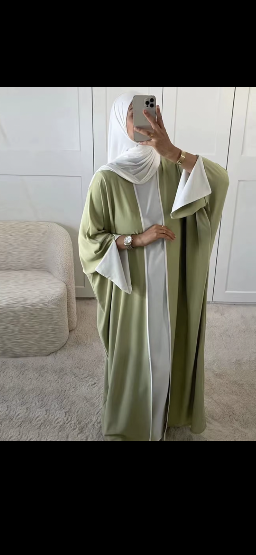 Abaya en mousseline de soie longue robe avec manche chauve-souris style élégant