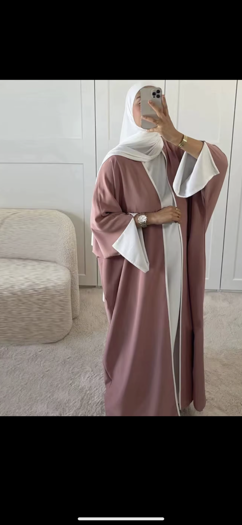 Abaya en mousseline de soie longue robe avec manche chauve-souris style élégant